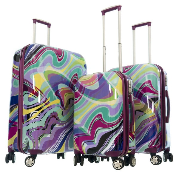 Shop GABBIANO Purple Waves 3-piece Expandable Hardside Luggage Set ...