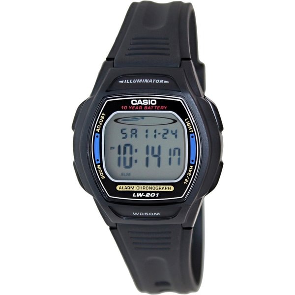 Casio Womens Core LW201 2AV Black Resin Quartz Watch with Digital