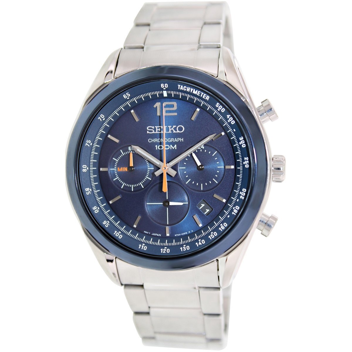 seiko men's quartz blue dial watch