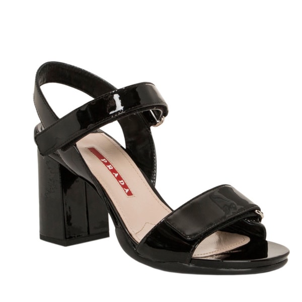 black leather heeled sandals