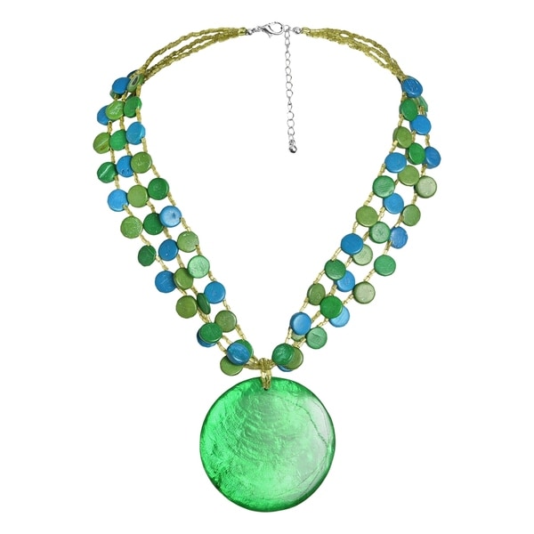 Shop Handmade Dazzling Green Medallion Statement SeaShell Beachy Necklace (Philippines) - On ...