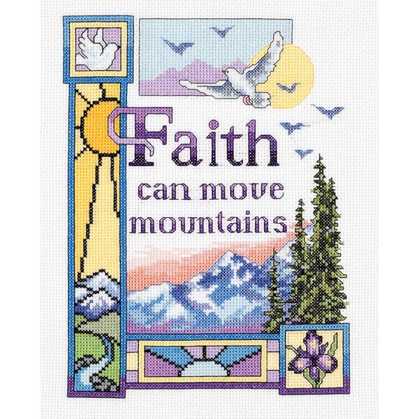 Faith Can Move Mountains Counted Cross Stitch Kit7inX9in 14 Count