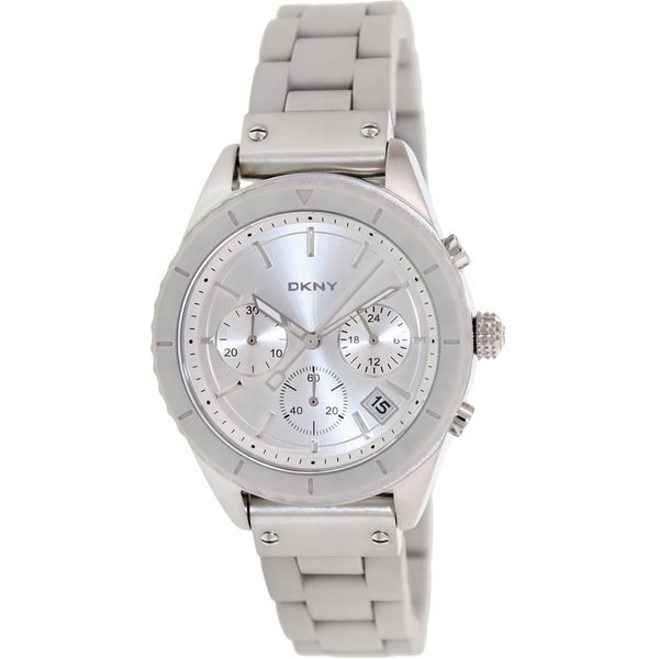 Dkny Womens NY8580 Grey Silicone Analog Quartz Watch with Silvertone