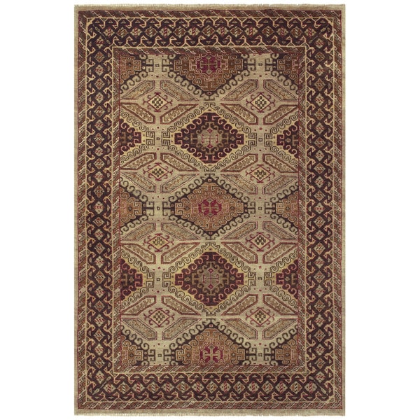 Grand Bazaar Hand knotted Wool Pile Isabella Rug in Camel/ Brown (96
