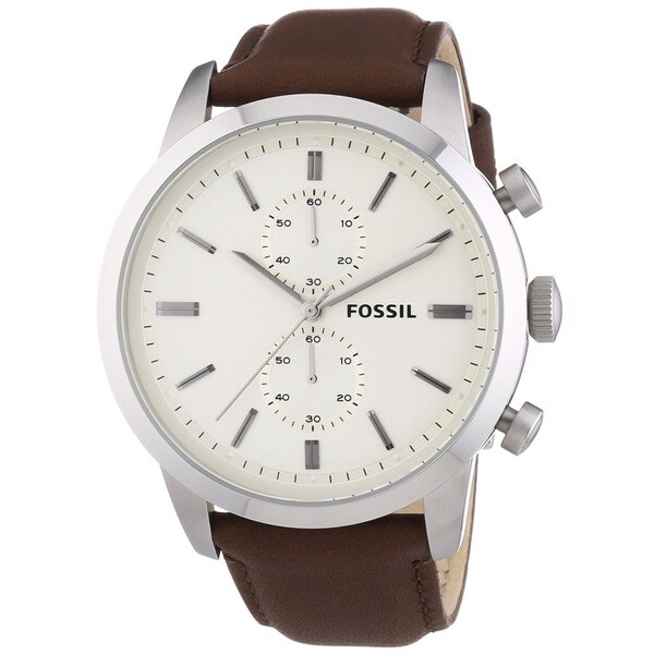 Fossil Men's Townsman FS4865 Brown Leather Quartz Watch - Brown/Off ...