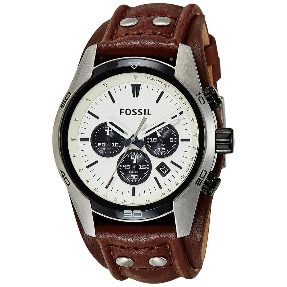 Fossil Men's Cuff CH2565 Brown Leather Quartz Watch