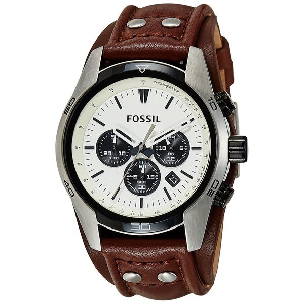 Shop Fossil Men's Cuff CH2565 Brown Leather Quartz Watch - Overstock ...