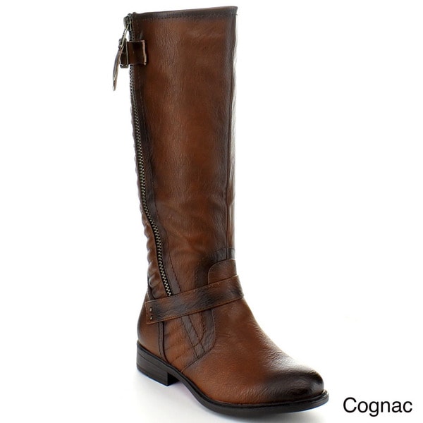 Shop Blossom Women's 'Pita-26' Buckle-strap Knee-high Riding Boots ...