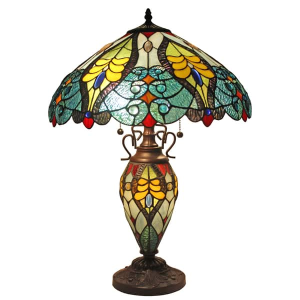 Amora Lighting Tiffany Style Floral Design Table Lamp Double Lit - Bed ...