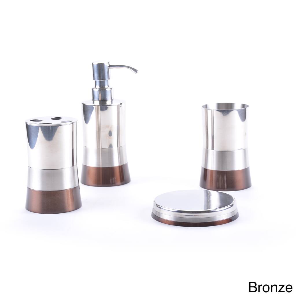 Shiny Matte/ Color Block Bottom Bath Accessory 4-piece Set
