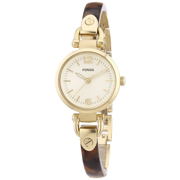 Fossil Womens Georgia ES3336 Brown Resin Quartz Watch with Goldtone