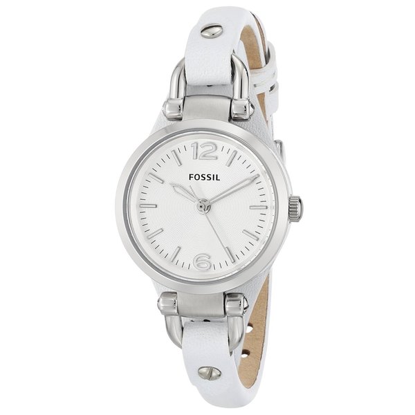 Fossil Womens Georgia ES3267 White Leather Analog Quartz Watch with