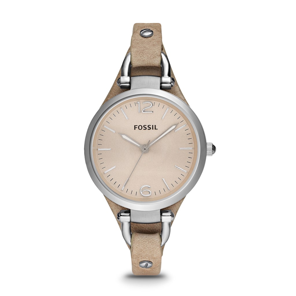 Fossil Women's Georgia ES2830 Beige Leather Analog Quartz Watch with Beige Dial - Brown