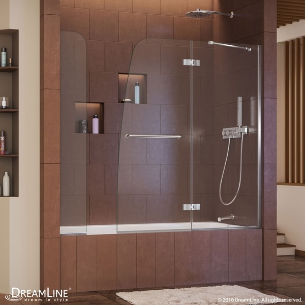 DreamLine Aqua Ultra 57-60 in. W x 58 in. H Frameless Hinged Tub Door with Extender Panel