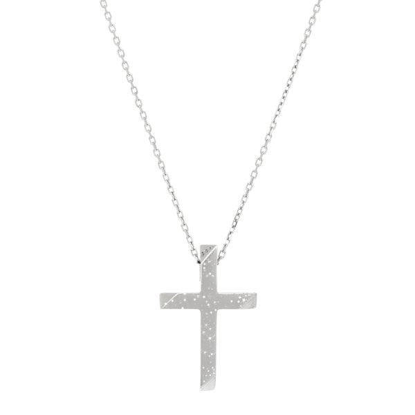 Sterling Silver Stardust Cross Cable Chain Pendant Necklace   16371276