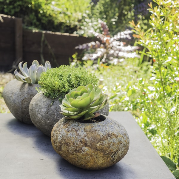 Handmade River Stone Planter (Indonesia)