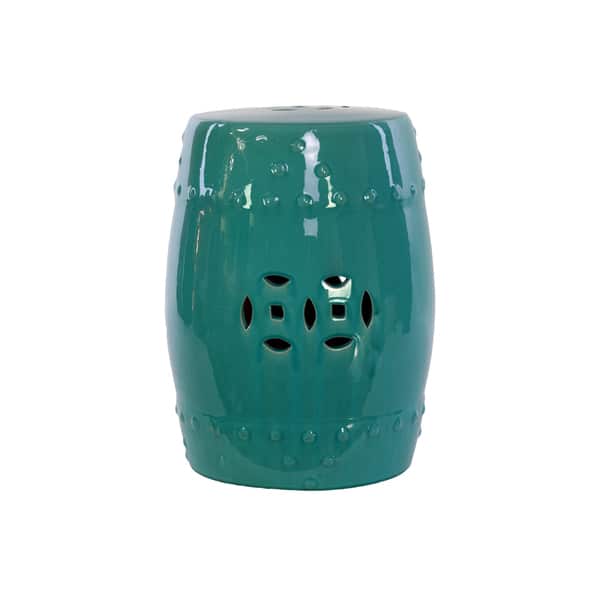 slide 1 of 1, Turquoise Ceramic Garden Stool