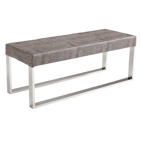 Sunpan 'Ikon' Mirage Crocodile Upholstered Stainless Steel Bench
