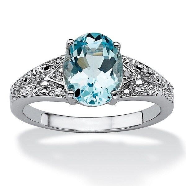 2.51 TCW Oval Cut Genuine Topaz Platinum over Sterling Silver Ring