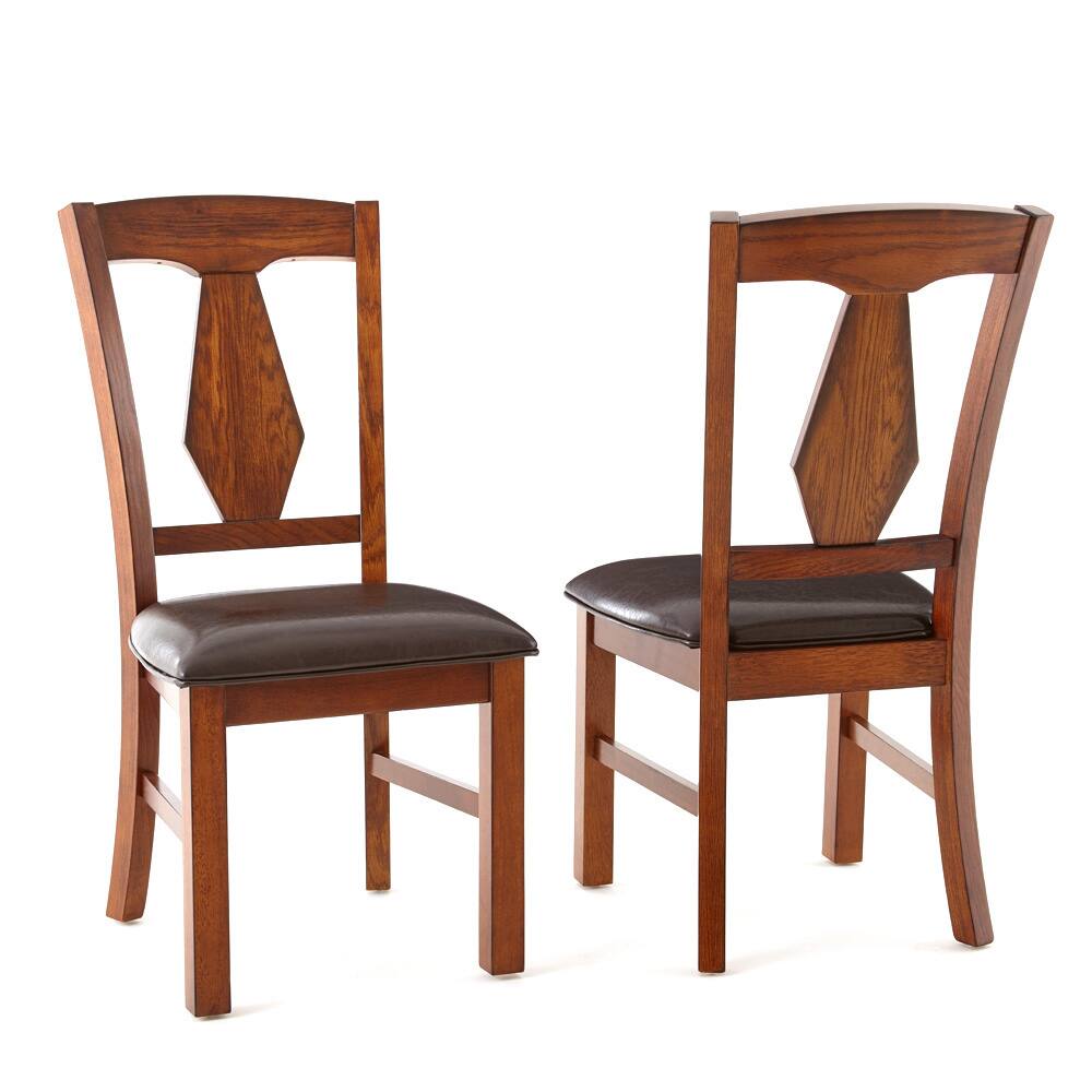 Lansing Medium Oak and Leatherette Dining Chairs (Set of 2) by Greyson Living
