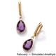 preview thumbnail 3 of 13, 18k Goldplated Sterling Silver Pear-Cut Birthstone Drop Earrings