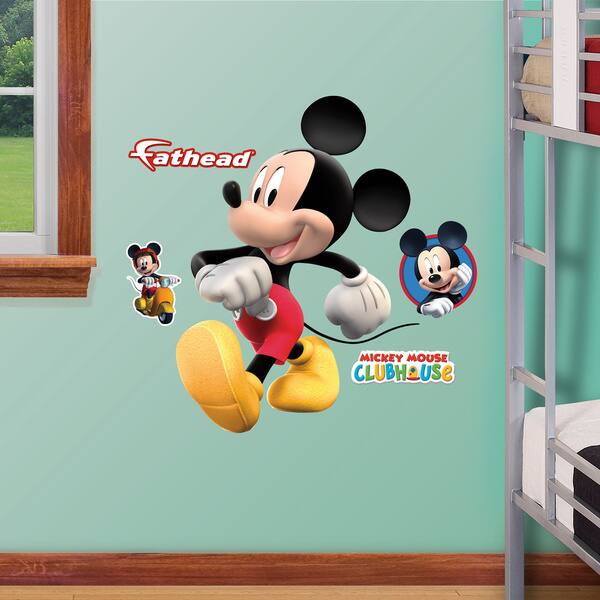 RoomMates 5 in. x 19 in. Mickey and Friends Mickey Mouse Peel and Stick Giant Wall Decal (9-Piece), Black