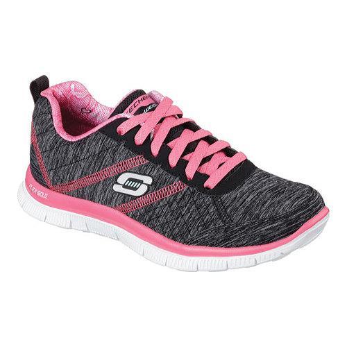 Womens Skechers Flex Appeal Pretty City Training Shoe Black/Hot Pink