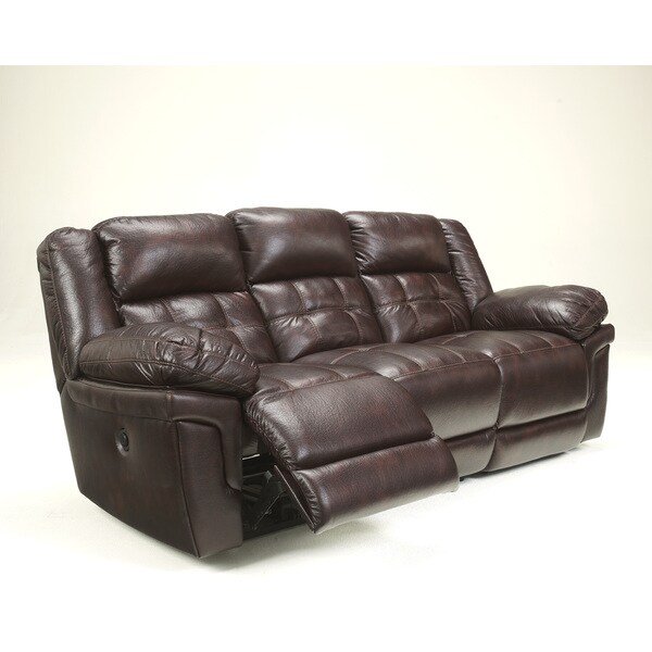 Signature Design by Ashley Randon Mahogany Power Reclining Sofa ...