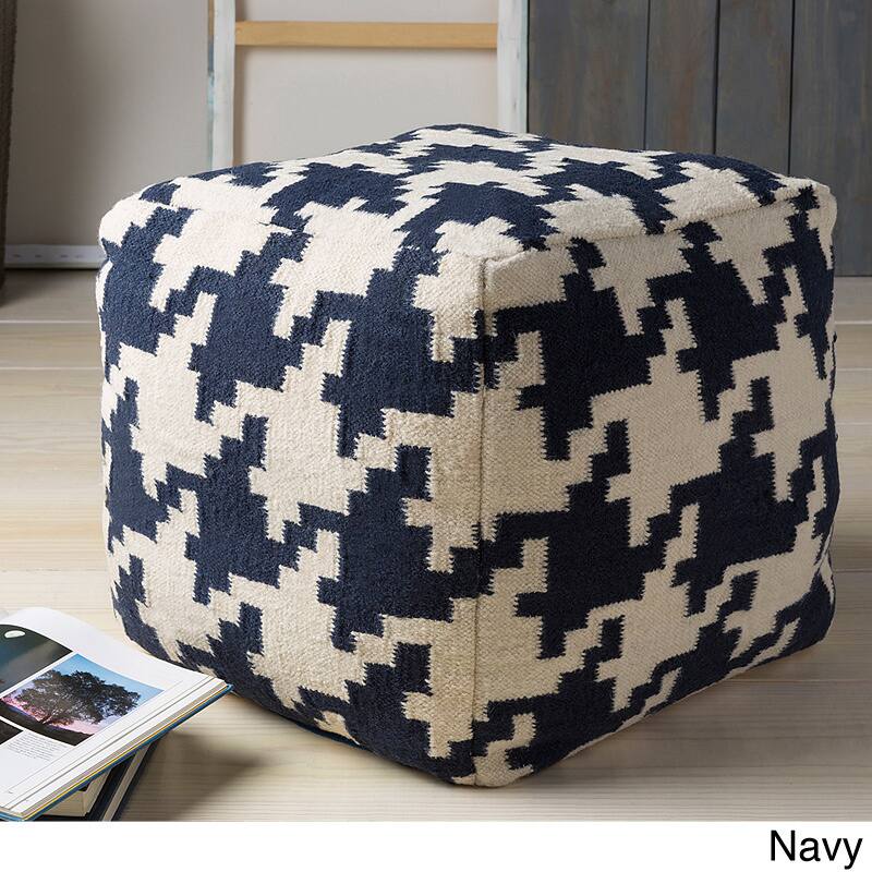 Hand Crafted Tuscaloosa Houndstooth 18-inch Square Pouf