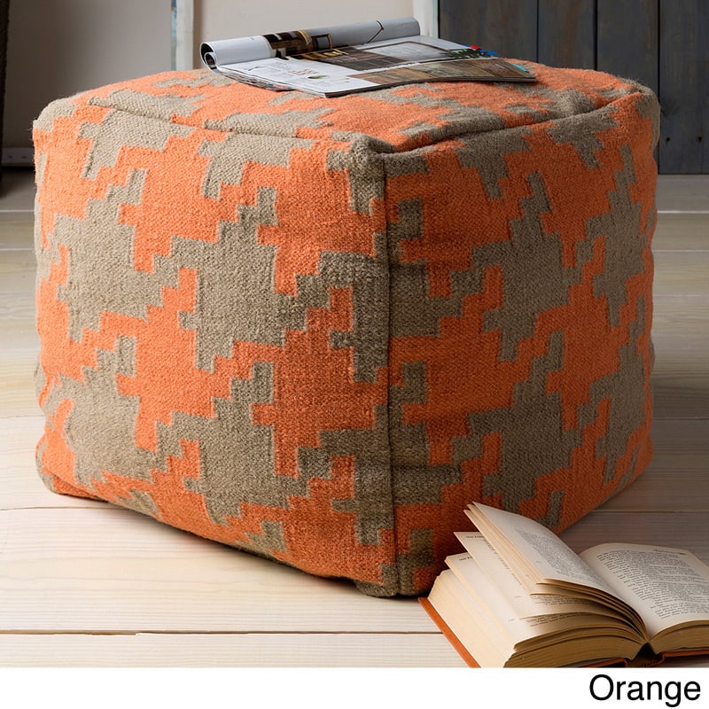 Hand Crafted Tuscaloosa Houndstooth 18-inch Square Pouf