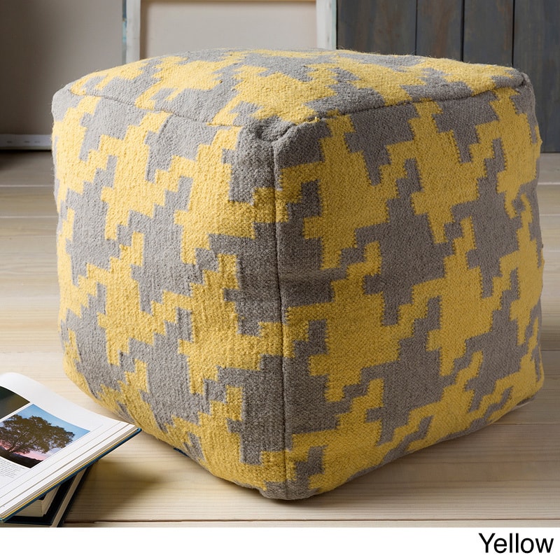 Hand Crafted Tuscaloosa Houndstooth 18-inch Square Pouf