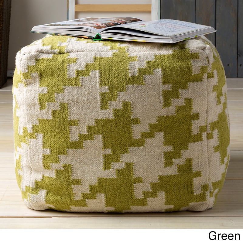 Hand Crafted Tuscaloosa Houndstooth 18-inch Square Pouf