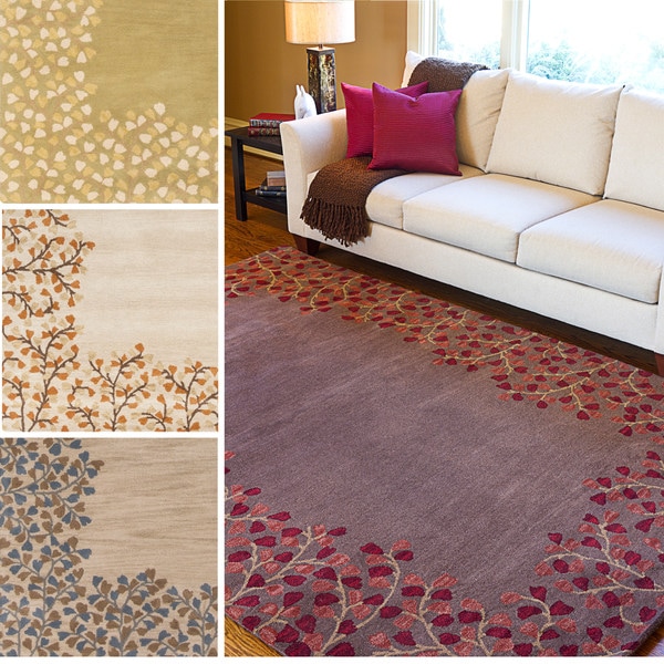 Hand-tufted Rome Floral Border Wool Area Rug (8' x 11')