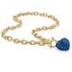 Thumbnail 11, Gold Tone Curb Link with Link Necklace (7mm), Round Simulated Birthstones, 18". Changes active main hero.