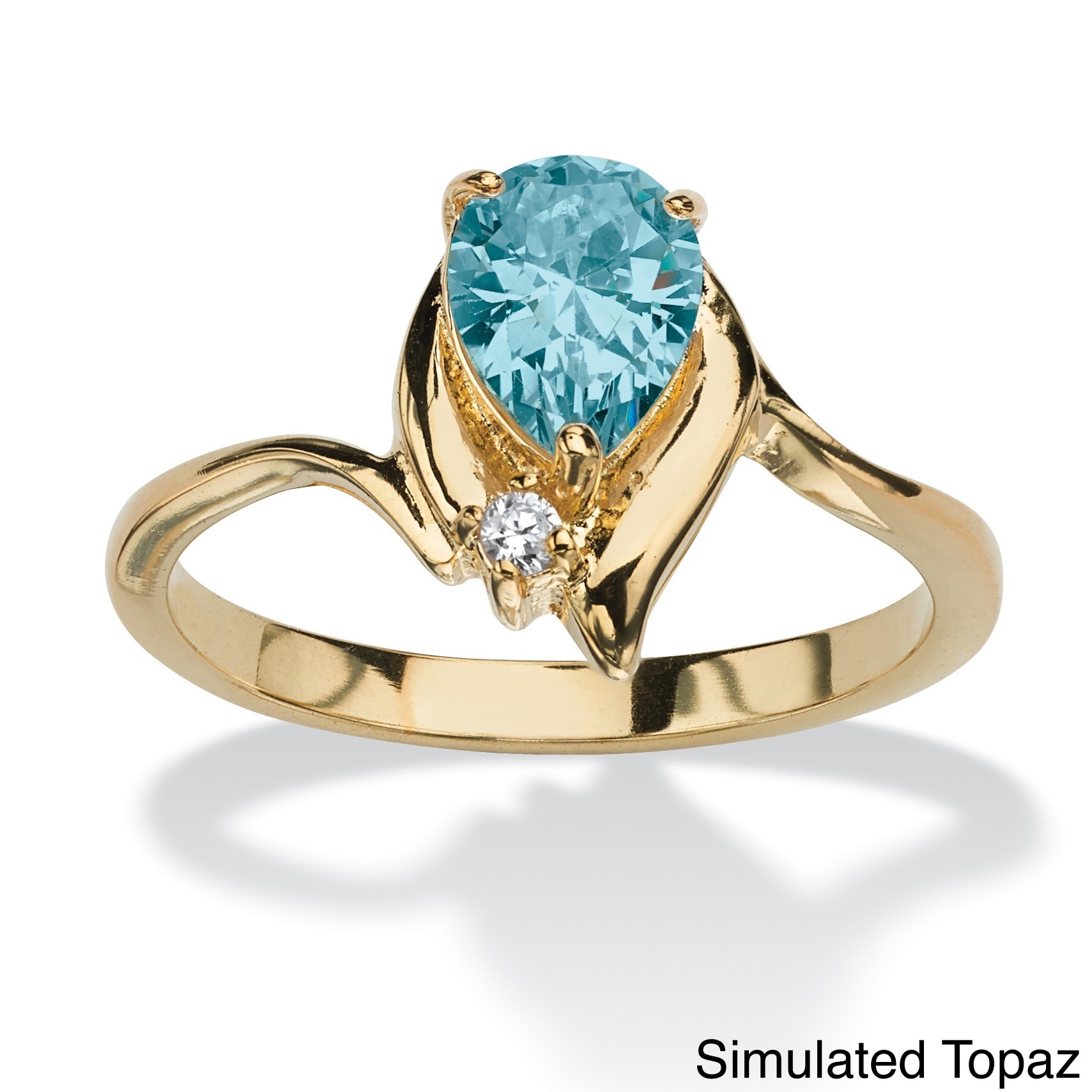 Pear-cut Birthstone and Crystal Accent Ring Gold-plated Color Fun