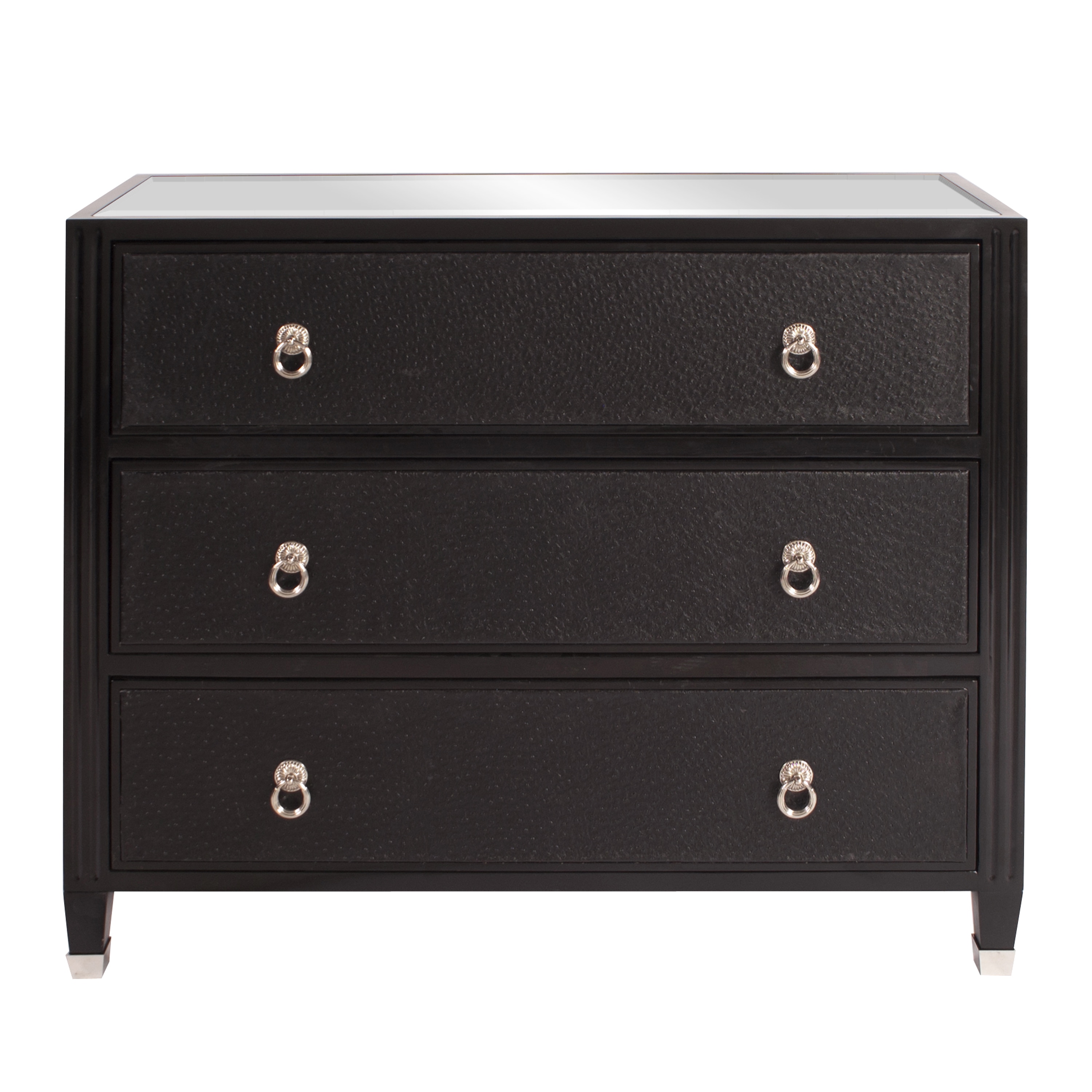 Shop Black Faux Leather Dresser With Mirrored Top Overstock