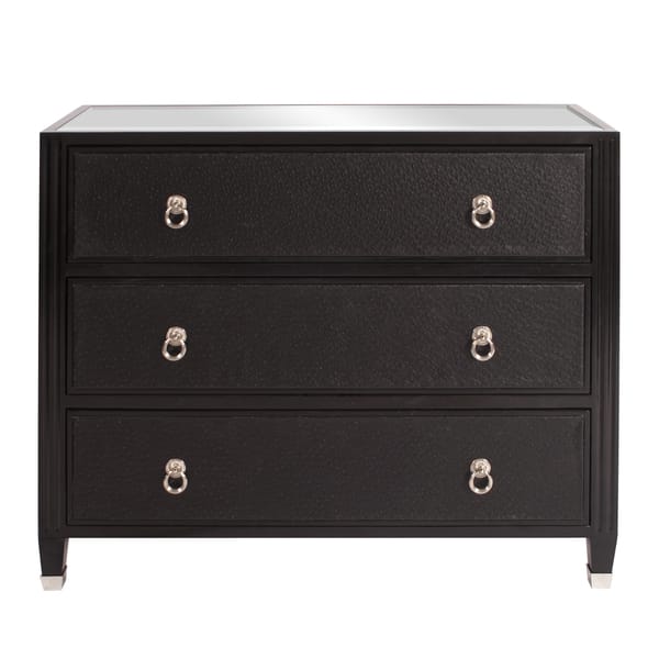 Black Faux Leather Dresser With Mirrored Top Overstock 9202960