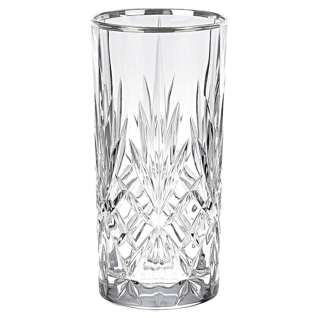 Lorren Home Trends Reagan Crystal Glass with Silver Band Design (Set of 4)