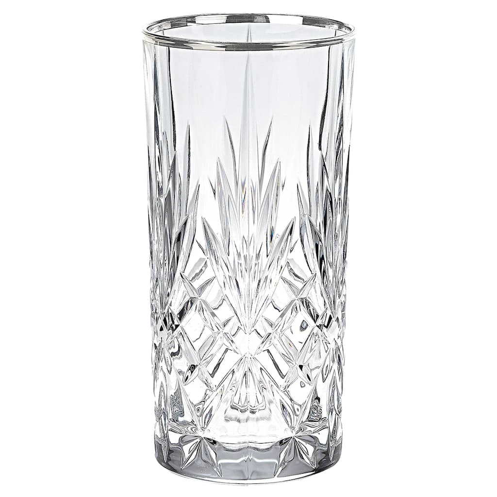 Lorren Home Trends Reagan Crystal Glass with Silver Band Design (Set of 4)
