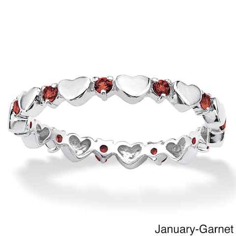 Sterling Silver Color Fun Birthstone Stackable Eternity Heart Ring