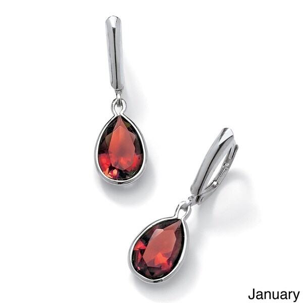 Pear Cut Birthstone Drop Earrings In Sterling Silver Color Fun Pear Cut Birthstone Drop Earrings In Sterling Silver Color Fun