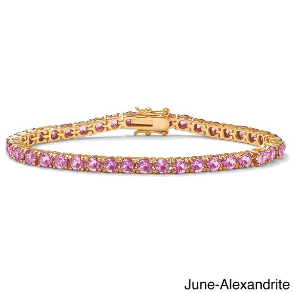 Round Birthstone Tennis Bracelet in Gold-Plated Color Fun
