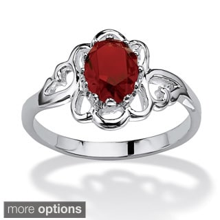 Shop Oval-Cut Open Scrollwork Birthstone Ring in Sterling Silver Color ...