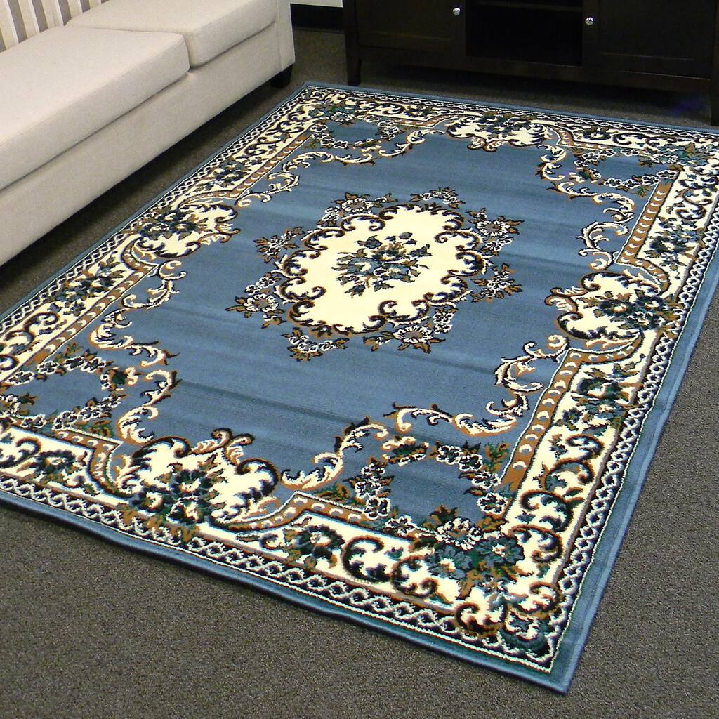 DonnieAnn TajMahal Blue Oriental Design Area Rug (5'x7') - 5' x 7'