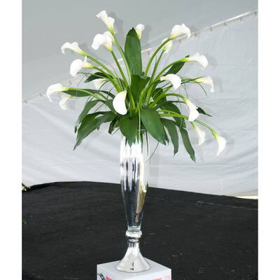 Fluted Hand-blown Silver Glass Vase Small
