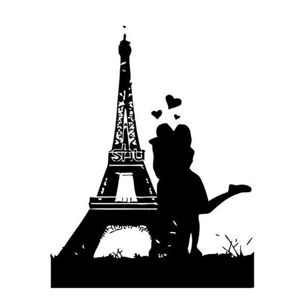 Shop Kissing Couple Eiffel Tower Wall Vinyl Art Ships To Canada