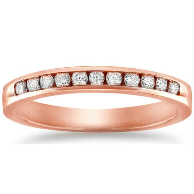 Auriya 1/4ct TW Channel Diamond Wedding Band 10k Rose Gold