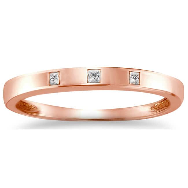 Auriya 10k Gold 1/10ctw Princess-cut Diamond Wedding Band 10k Rose Gold