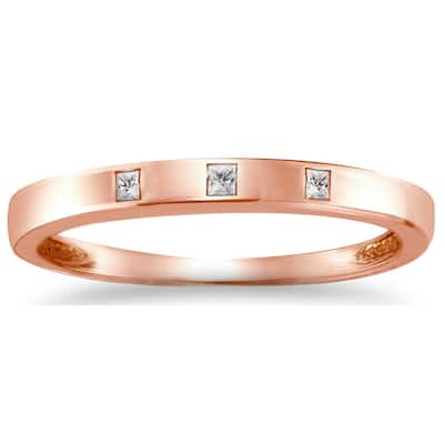 Auriya 10k Gold 1/10ctw Princess-cut Diamond Wedding Band 10k Rose Gold