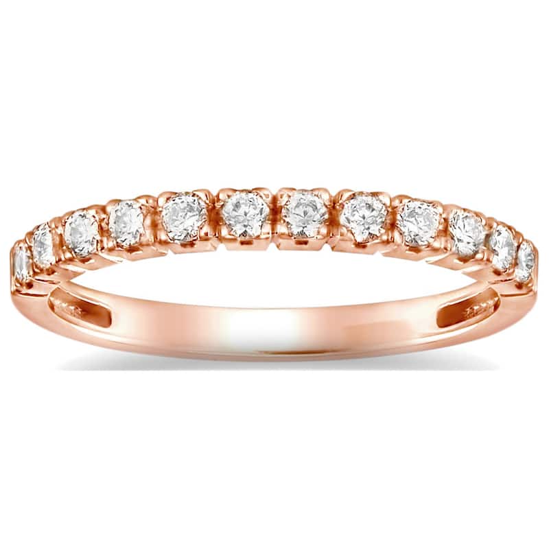 Auriya Petite Ultra-Thin Stackable Diamond Wedding Band 4/6ct TDW 14k Rose Gold